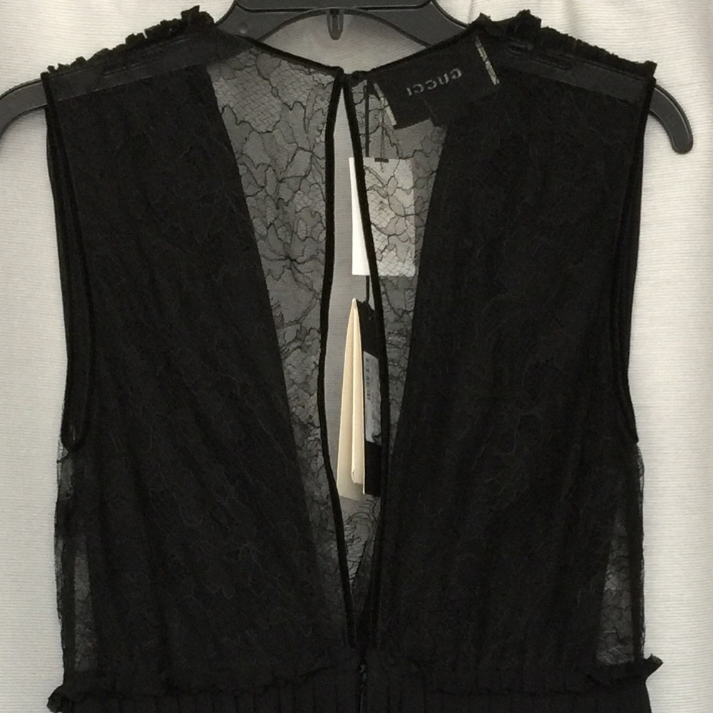 NWT Gucci Black Lace-Trimmed Midi Dress - Picture 5 of 6